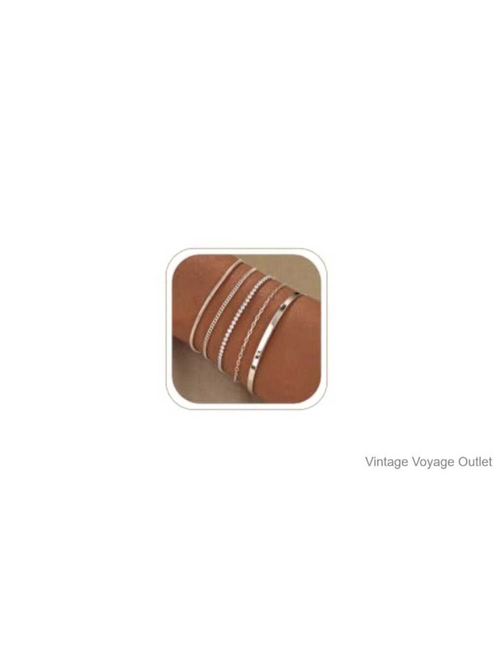5-Piece 14K Gold Plated Bracelet Set Stackable Waterproof Link Chains